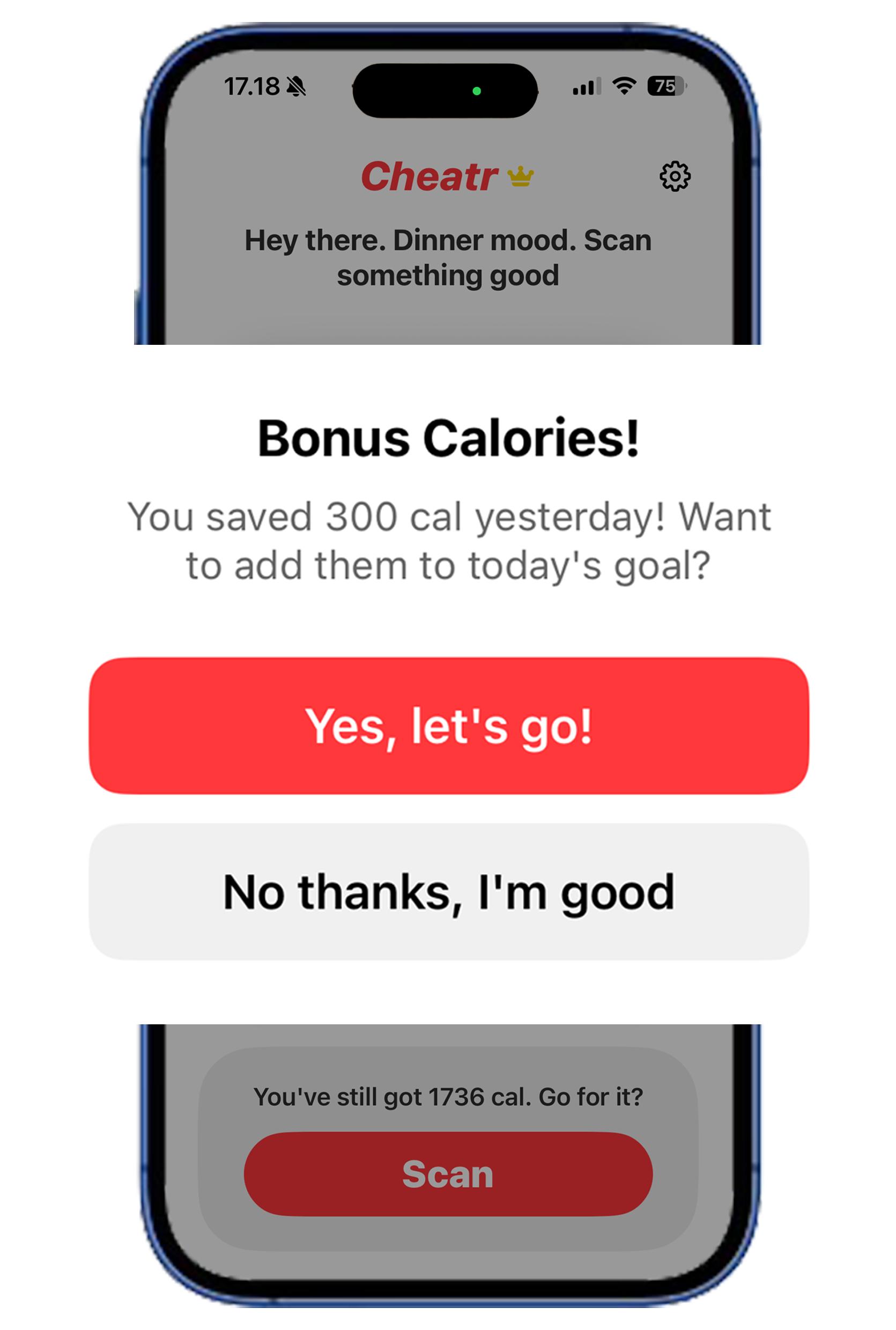 Cheatr bonus calories